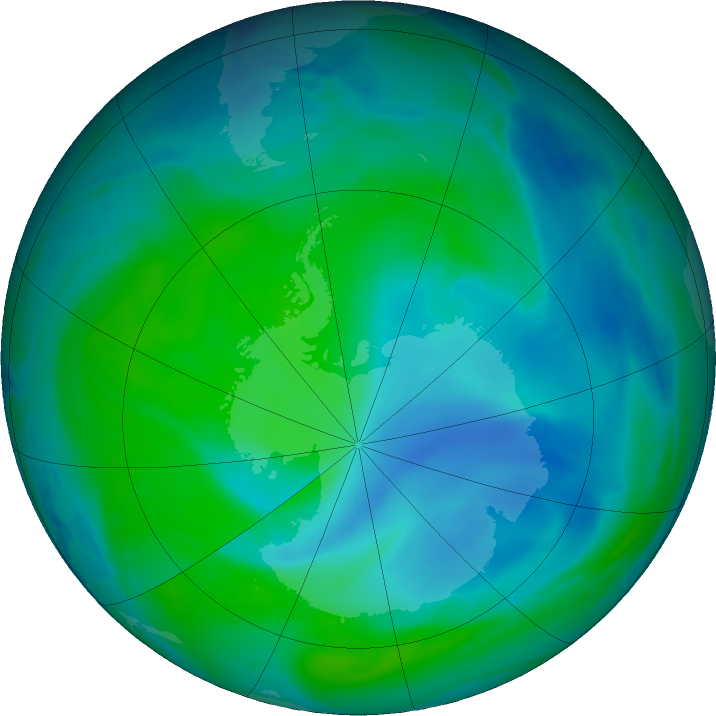 Antarctic ozone map for 24 December 2021